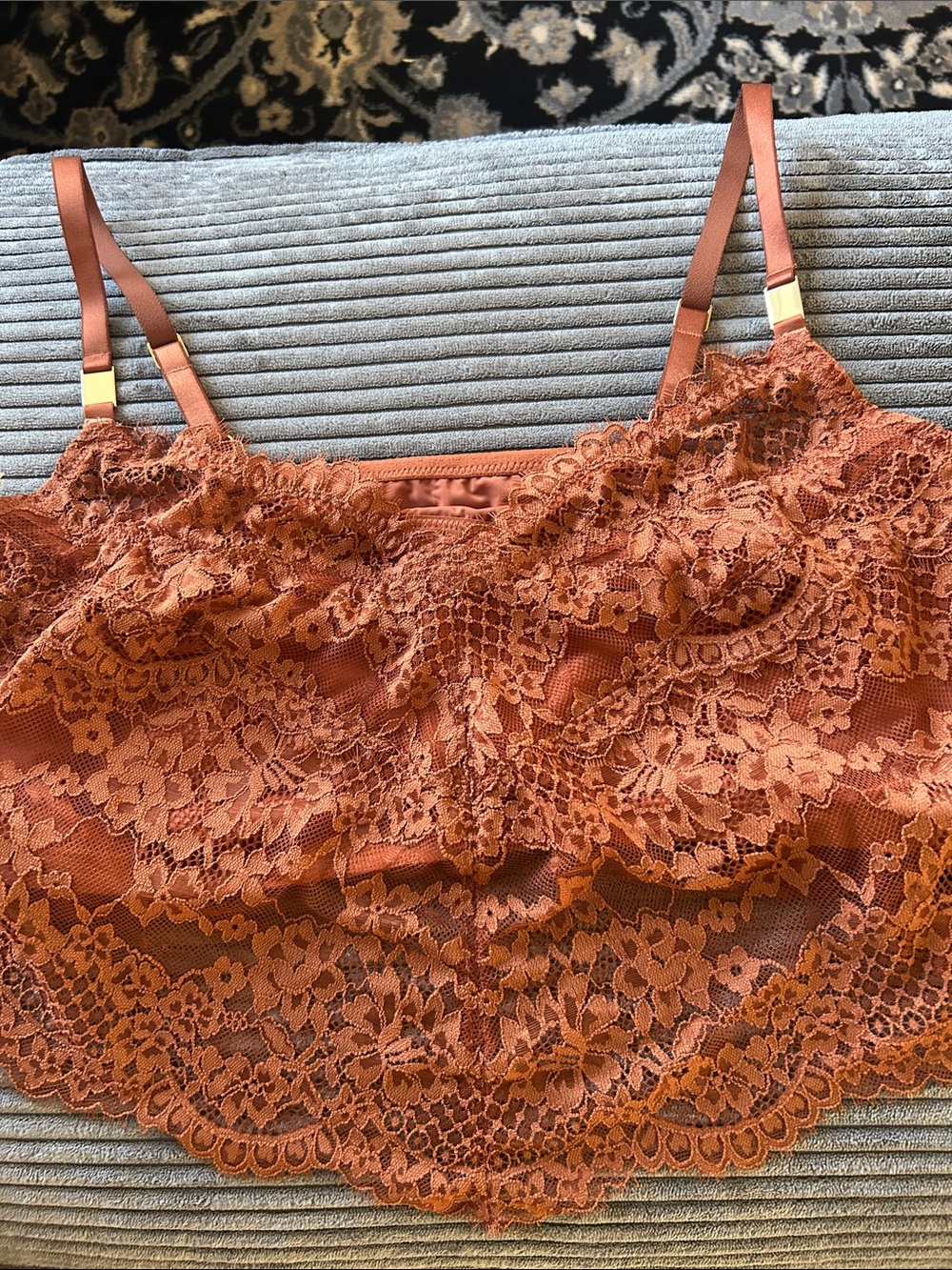 aerie Rust Lace Longline Bandeau Bralette